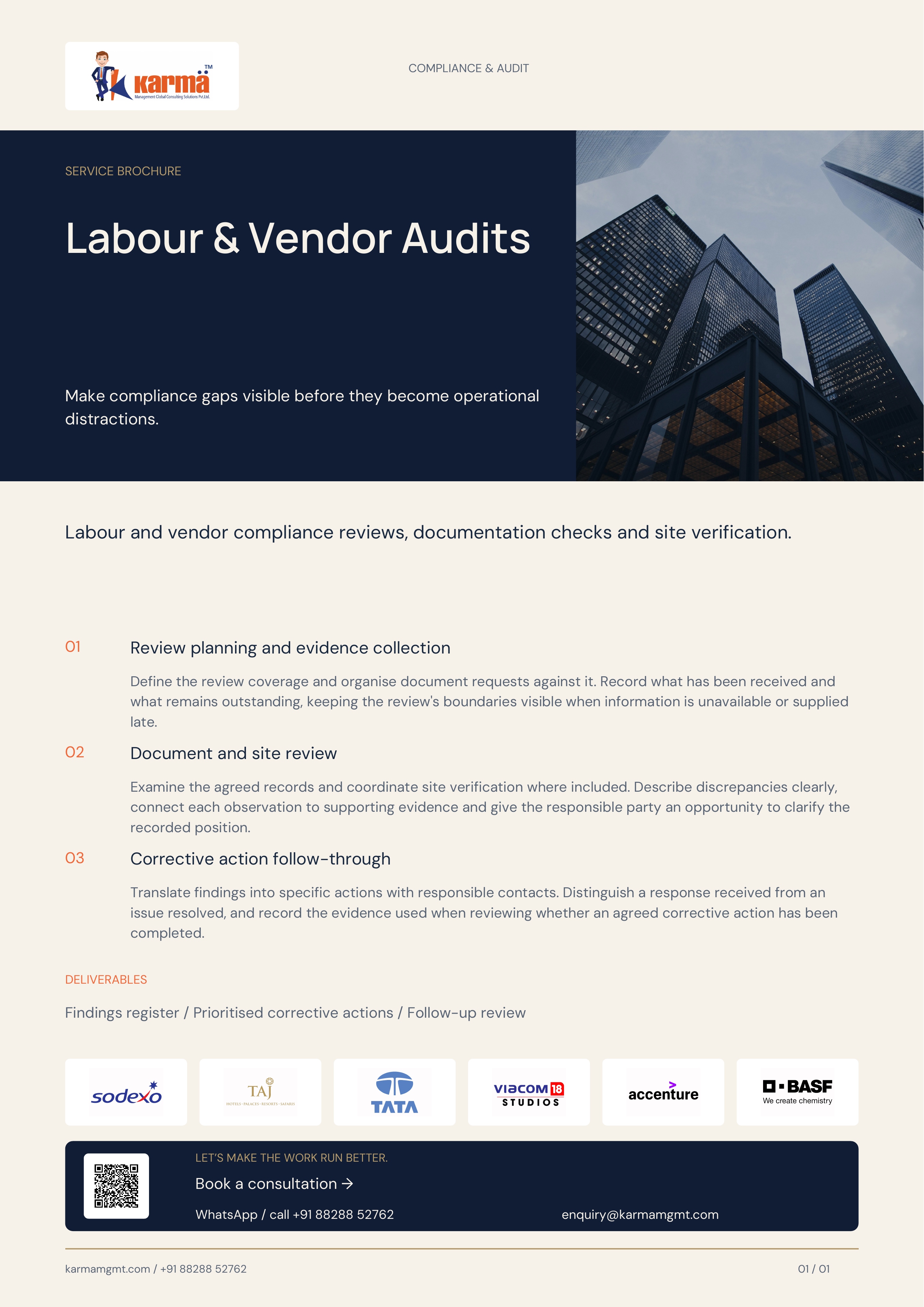 Cover of Labour & Vendor Audits brochure