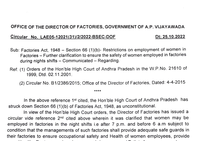 The State Government of Andhra Pradesh issues notification - 25th Oct, 22