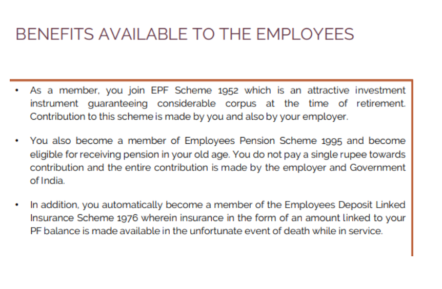 Document on benefits available to the employees