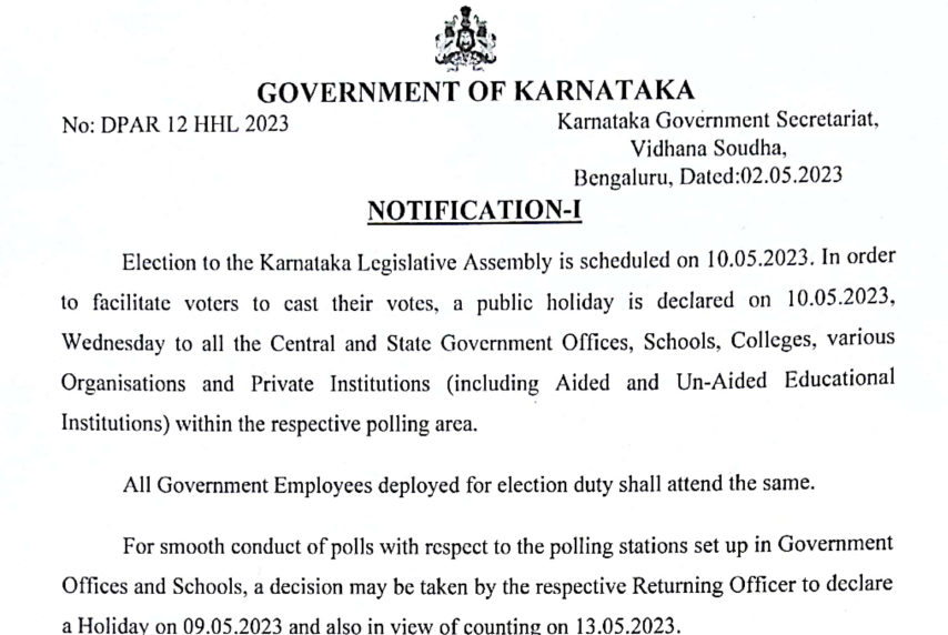 Declaration-of-holiday-on-10-05-2023-in-the-State-of-Karnataka-on-account-of-general-elections-to-the-legislative-assembly-of-Karnataka-2023-Karma-Global