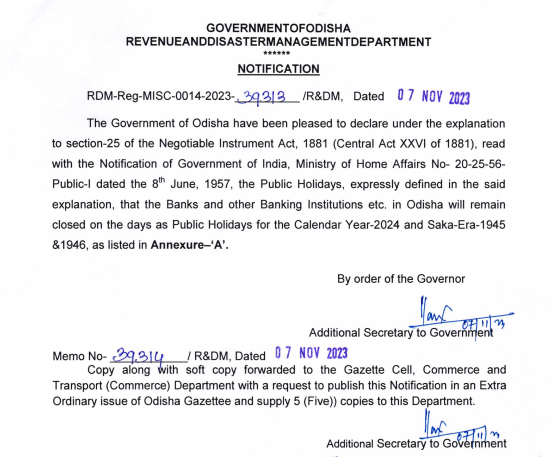 Government-of-Odisha-Notification-dated-7th-November-2023-announcing-public-holidays-for-2024-Karma-Global
